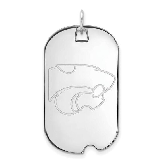 10k White Gold Kansas State Large Dog Tag Pendant